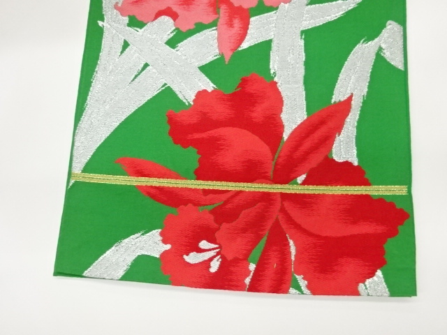  カトレア模様織出し袋帯